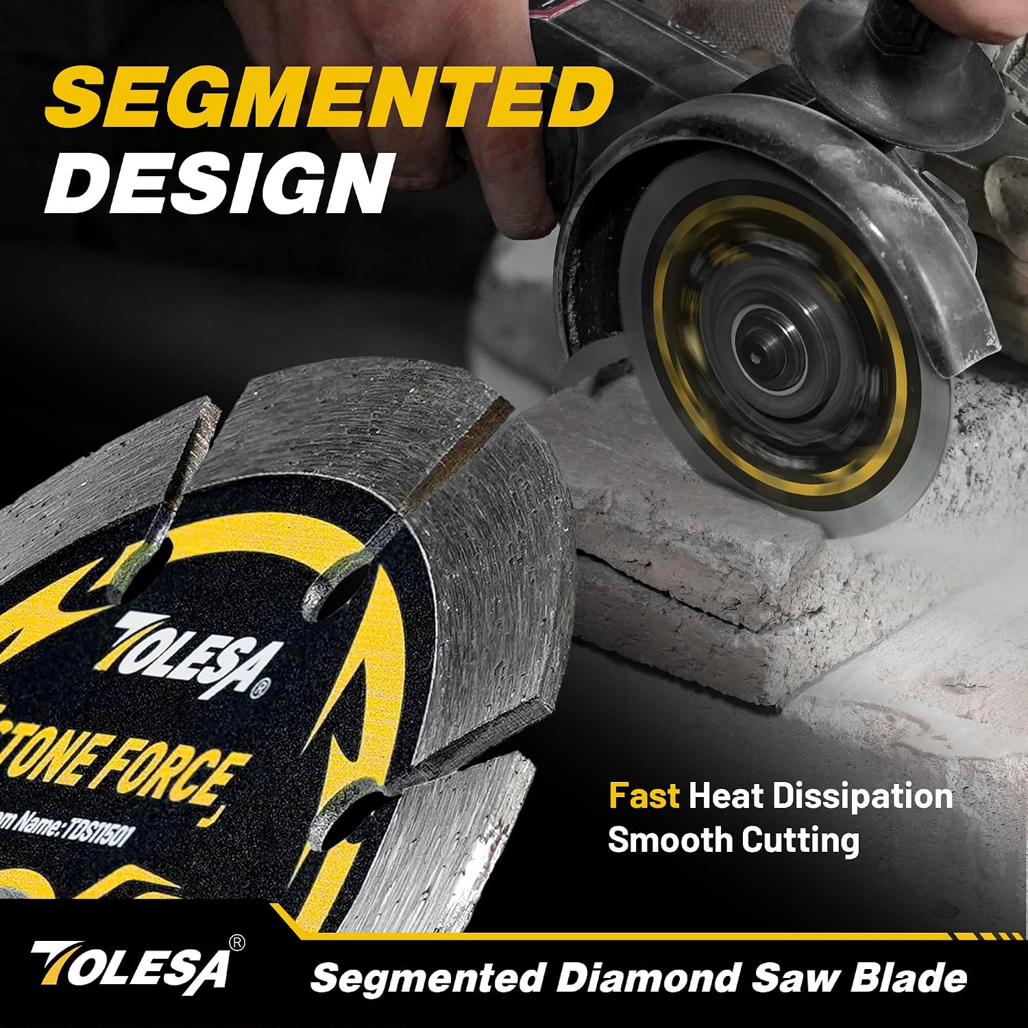 4-1/2 Inch Segmented Diamond Blade for Angle Grinder, Diamond Cutting Wheel with 7/8" Arbor, 20mm & 16mm Adapter