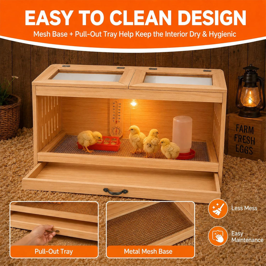 Wooden Brooder Box for Chicks, Ducklings & Quail Chick House