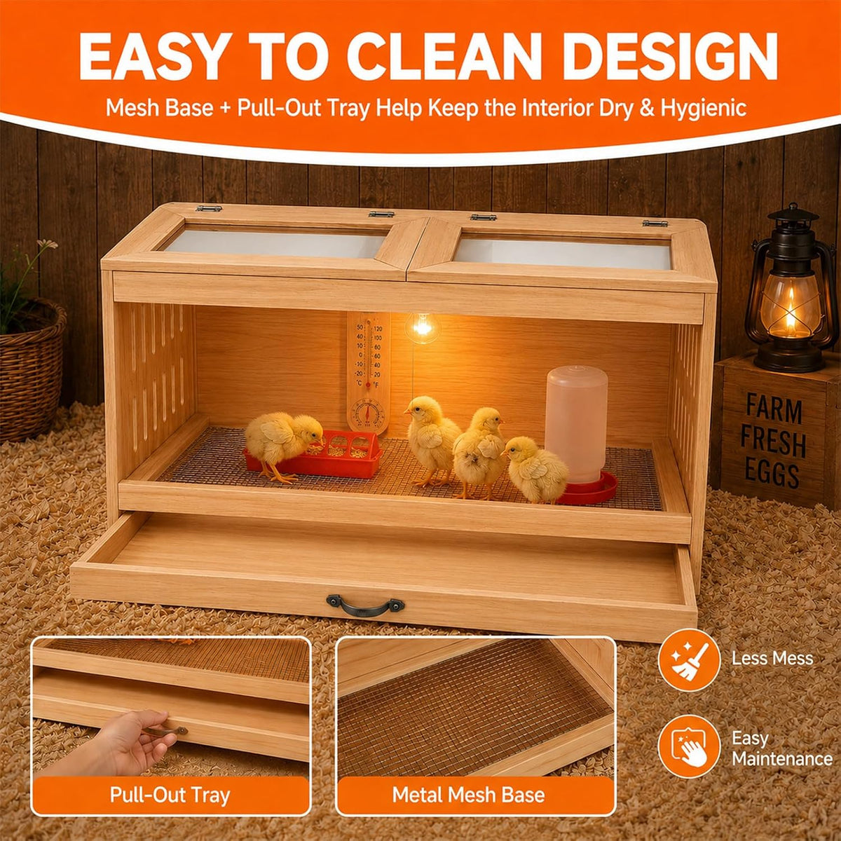 Wooden Brooder Box for Chicks, Ducklings & Quail Chick House