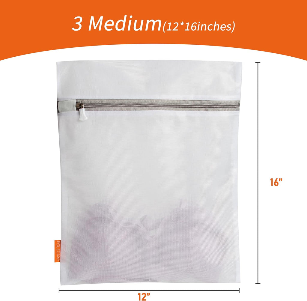 Mesh Laundry Bags 3 Pack (12 x 16" Medium) | Durable Zipper