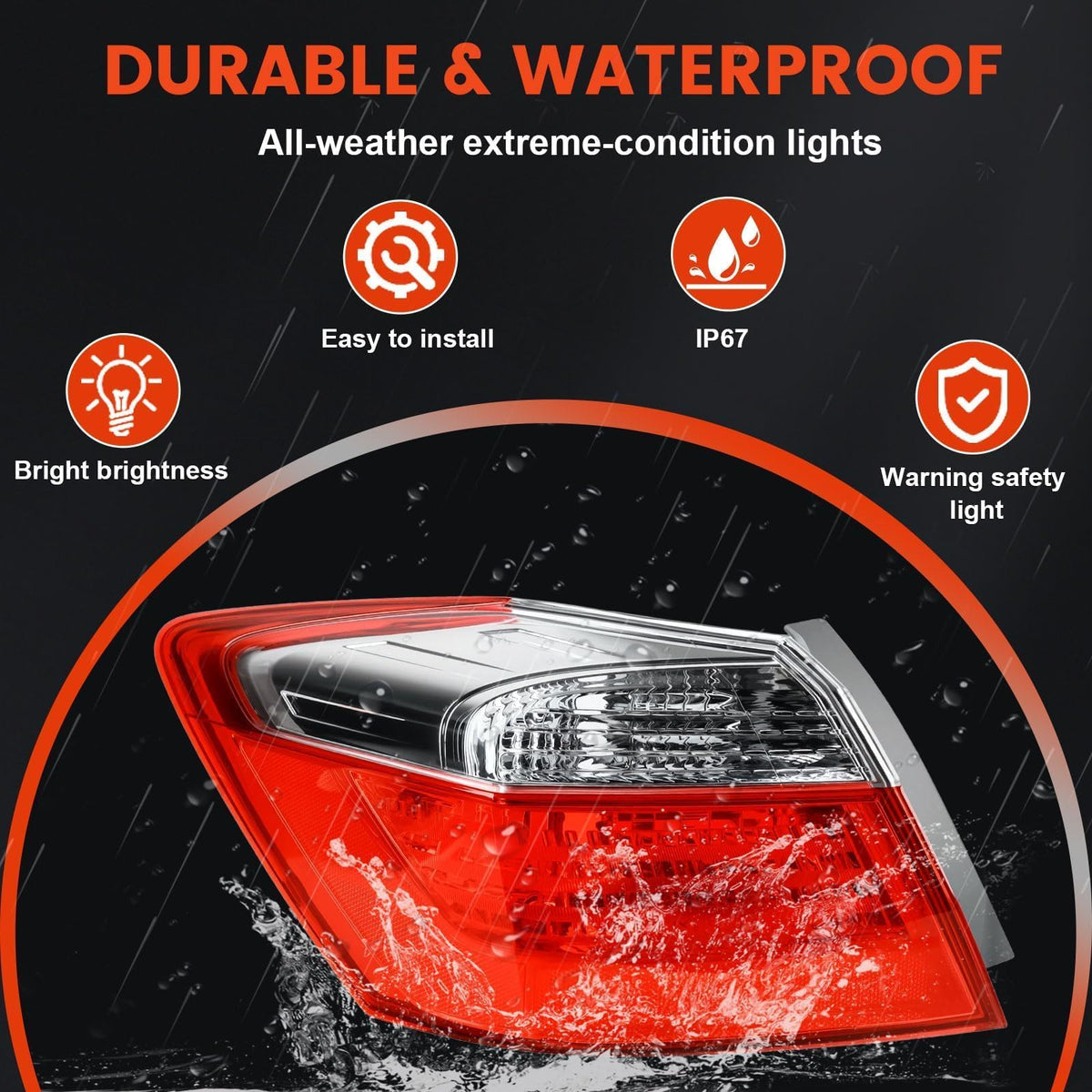 Halogen Tail Light Left Outer fits 2013-2015 Honda Accord Sedan 4 Door