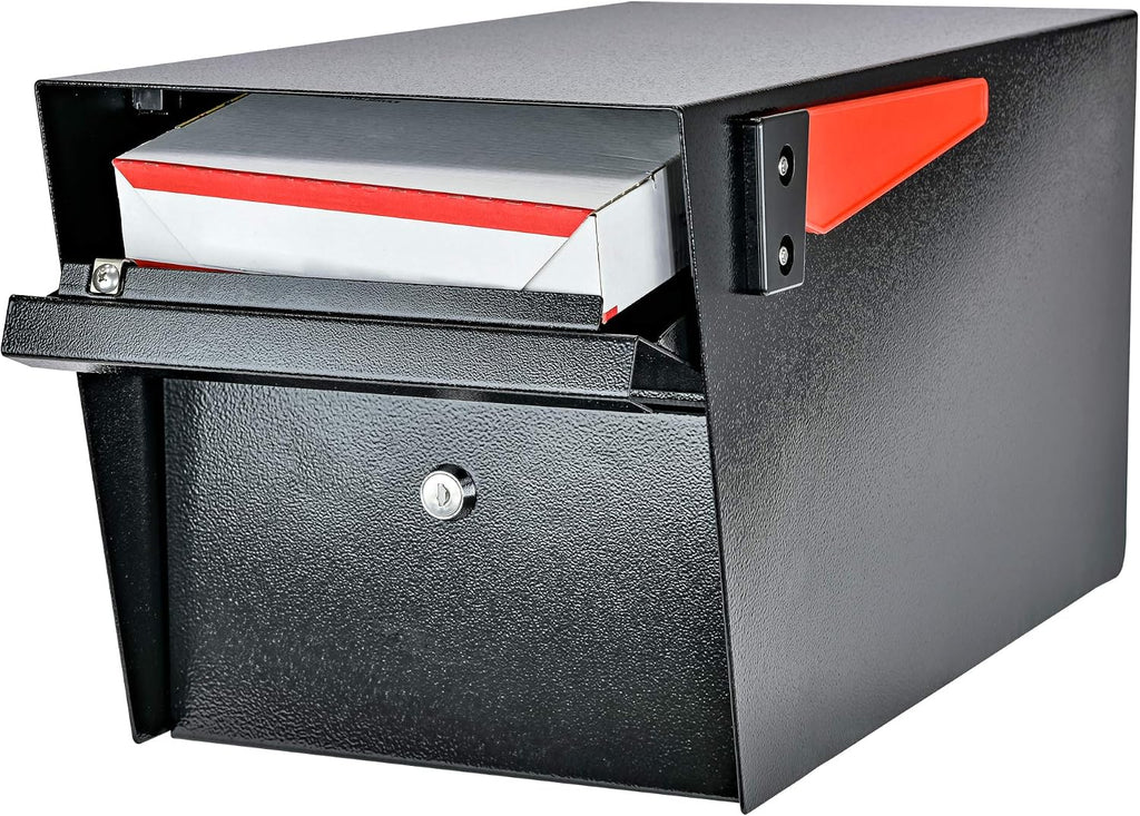 Mail Manager Modern Locking Post Mount Mailbox, USPS Approved | Patented anti-pry lock, accepts small packages