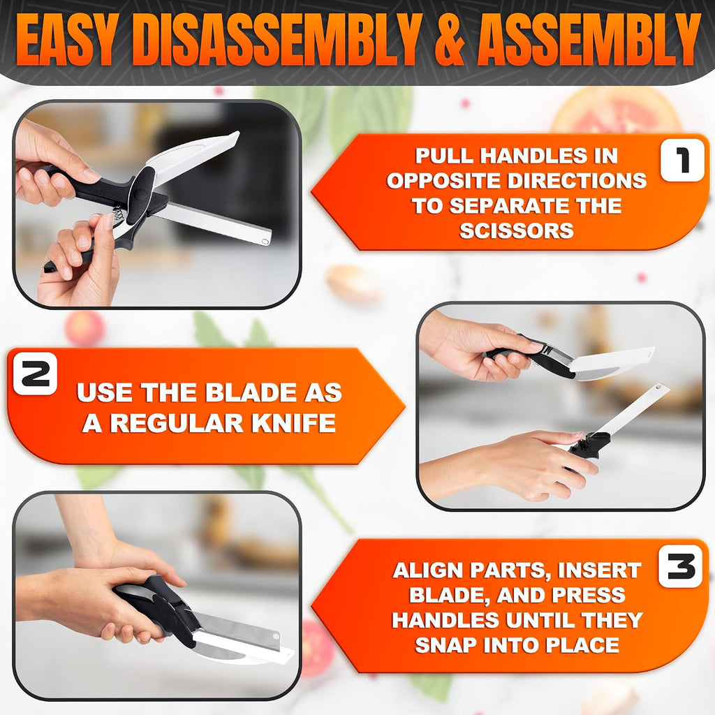 Cutting Board Scissors - 2 In 1 Kitchen Scissors with Cutting Board Knife Combo with Safety Lock and Storage Holder