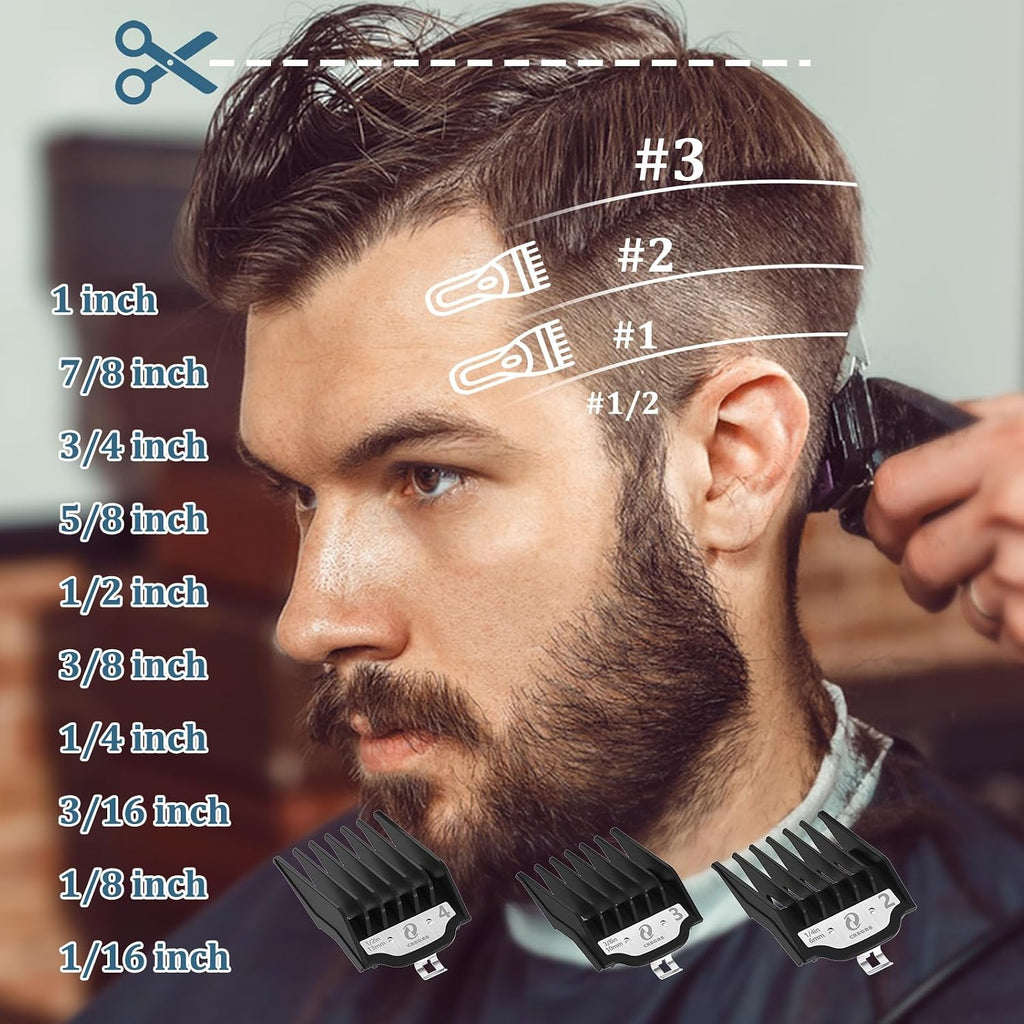 Clipper Guards Set, Compatible with Wahl Hair Clippers, Guard Number: #1/2, #1, #1 1/2, #2 (Length: 1/16", 1/8"