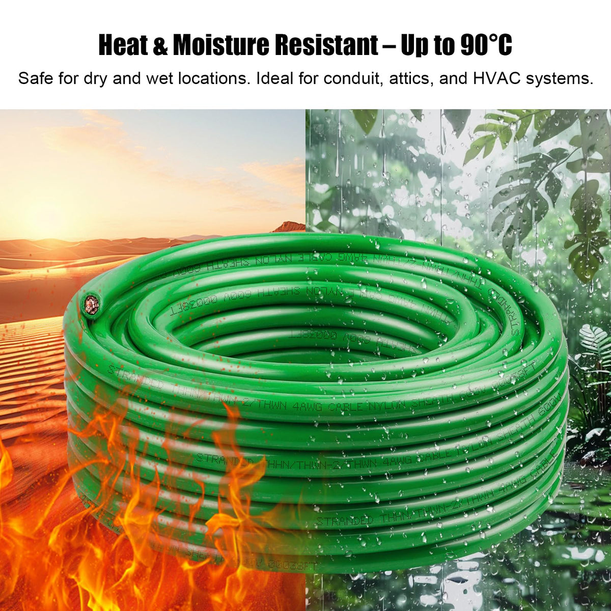 8 AWG THHN Stranded Bare Copper Wire 25FT Green Grounding Wire, Electrical Wire, 600V Rated Building Wire, Ideal for Panel Wiring, Grounding, Lighting Circuits, Control Systems