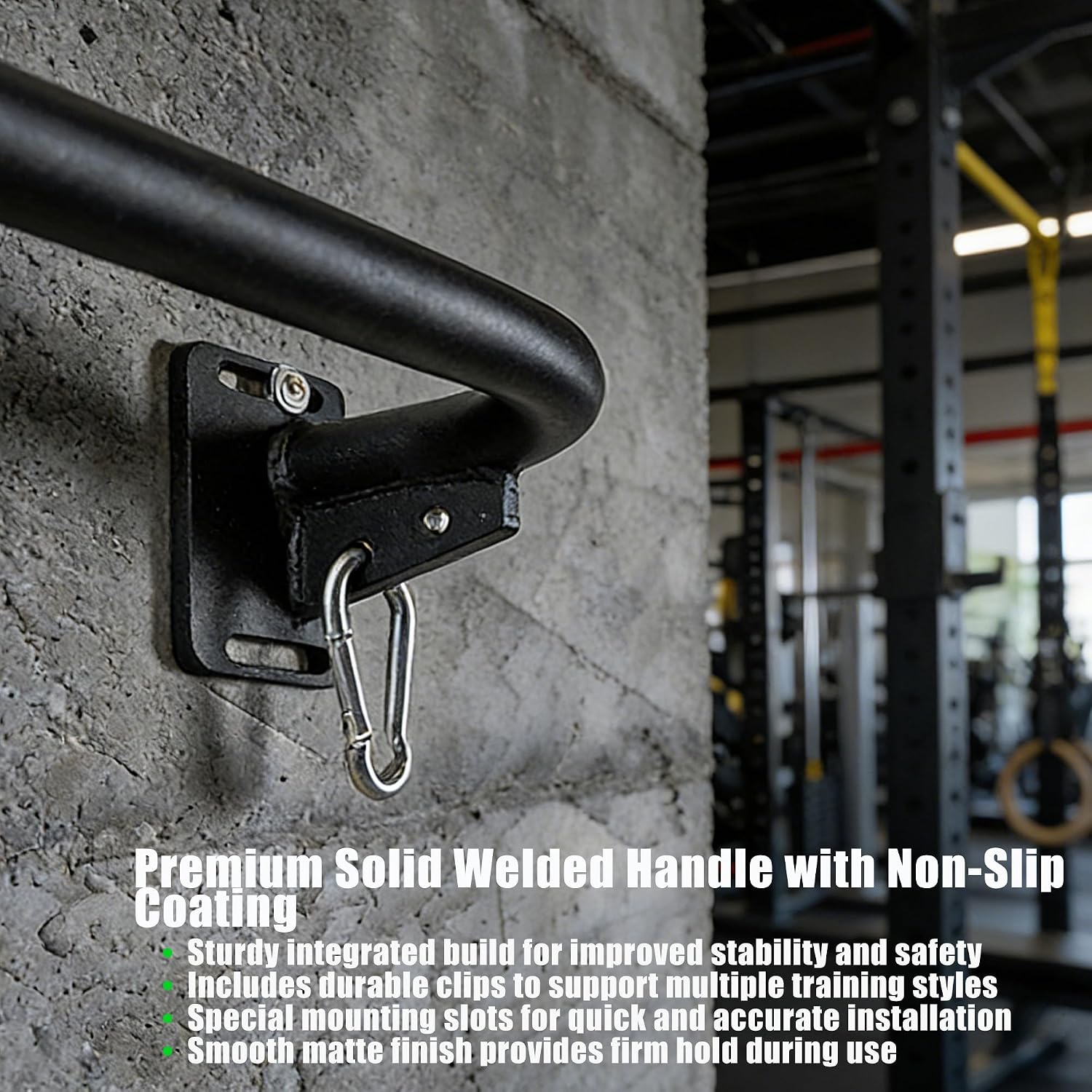 Wall Mounted Pull Up Bar, Carbon Steel Doorway Chin Up Bar for Home Gym | Reinforced plate supports fit joists and