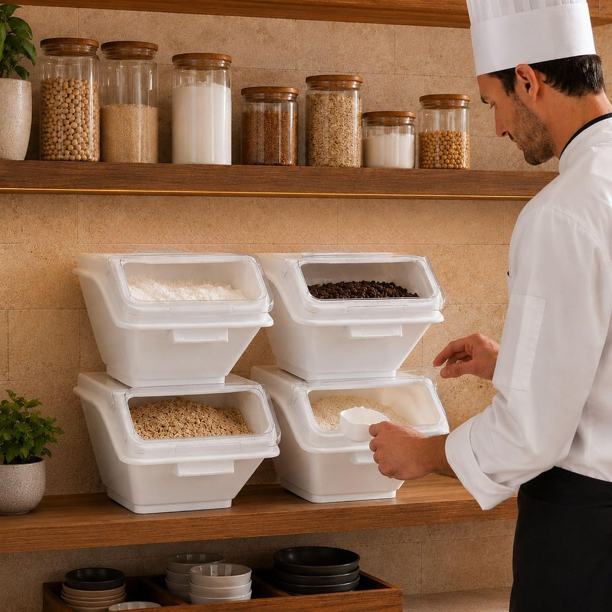 2.6 gal White Ingredient Bin with Measuring Spoon, 1 Count