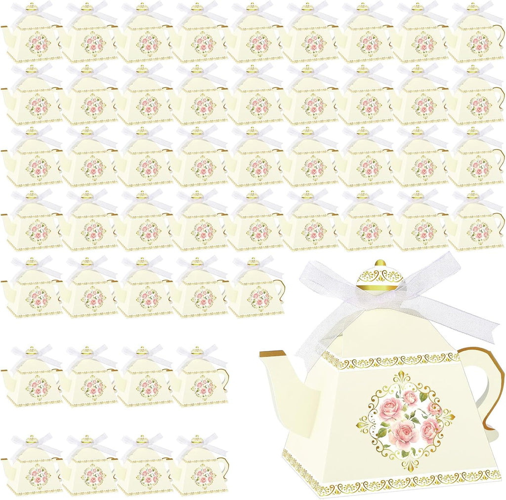 50 Pcs Summer Tea Party Favor Boxes Party Decorations, Light Yellow