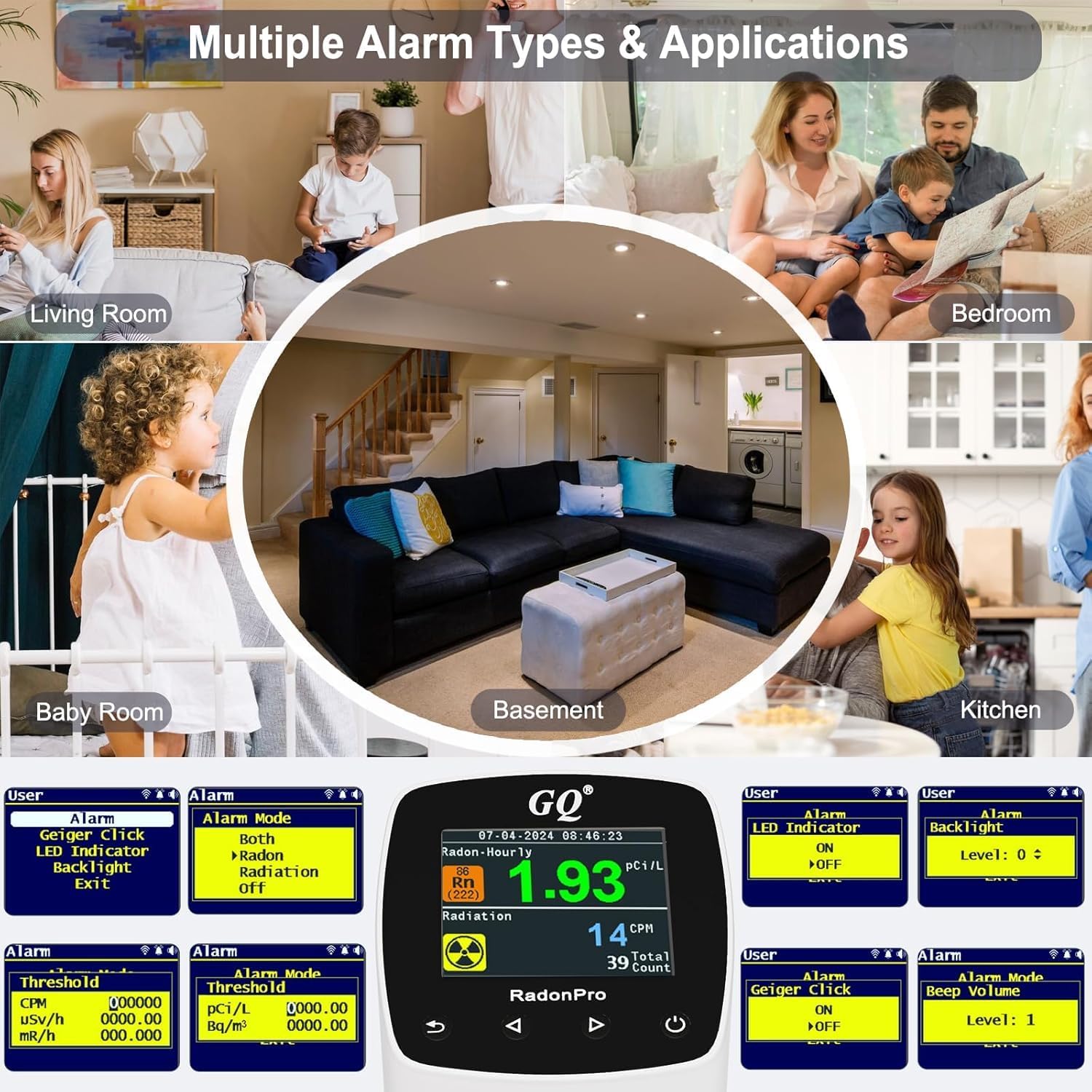 RadonPro Radon Detector and Geiger Counter 2-in-1 Remote Monitoring App | Monitor radon and nuclear radiation