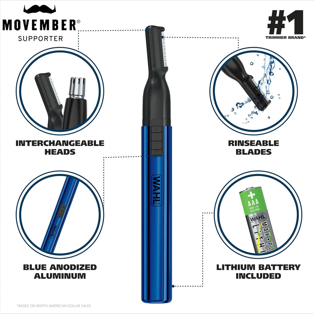 Lithium Battery 2-in-1 Pen Detail Trimmer for Nose, Ear & Eyebrow