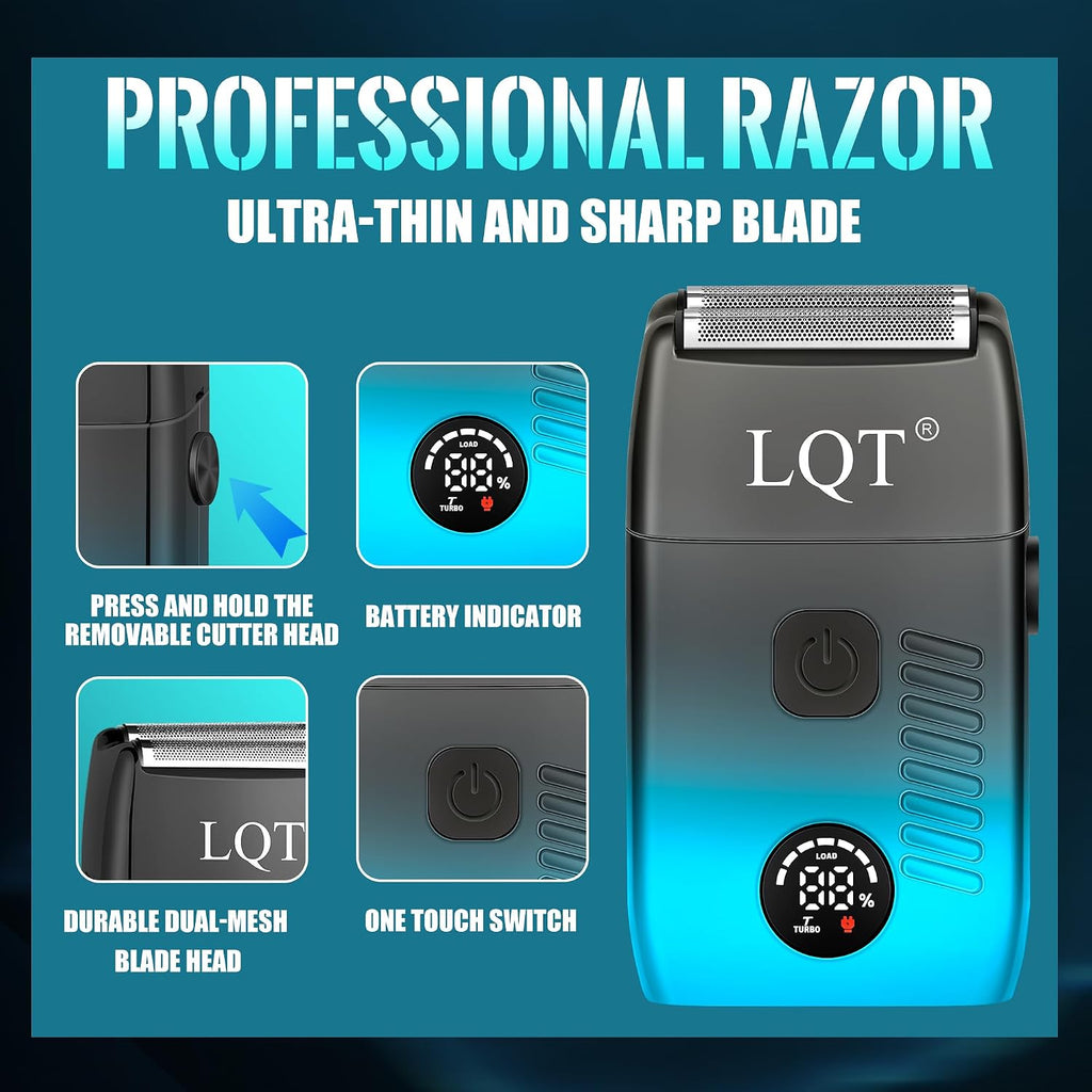 Professional Hair Clippers for Men, Cordless Barber Clippers with Precision Trimmer and Dual Foil Shaver,LED Display