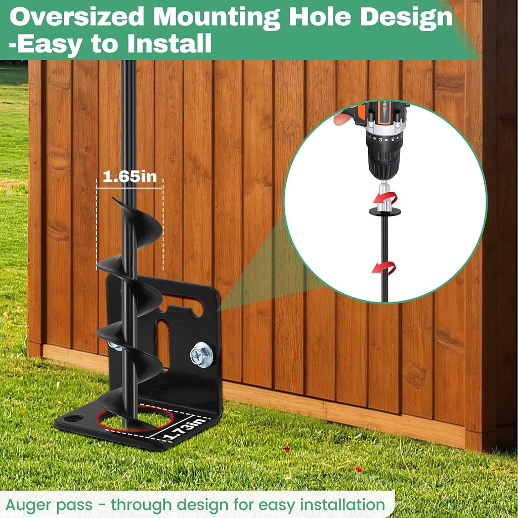 26" Ground Anchors Screw in Heavy Duty, Mobile Home Anchors - Shed Anchor Kit with L Bracket & Drill Adapter, Earth
