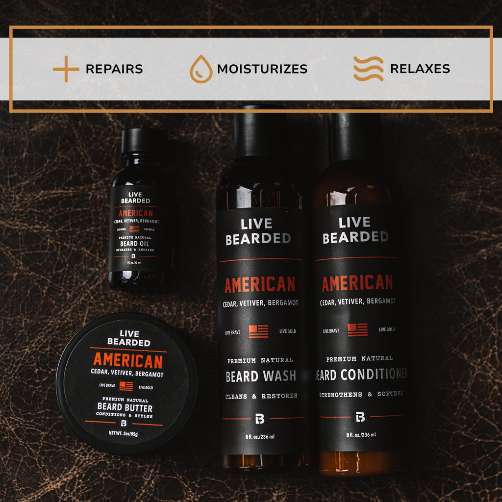 Complete Beard 4 Step Grooming Kit, American Scent