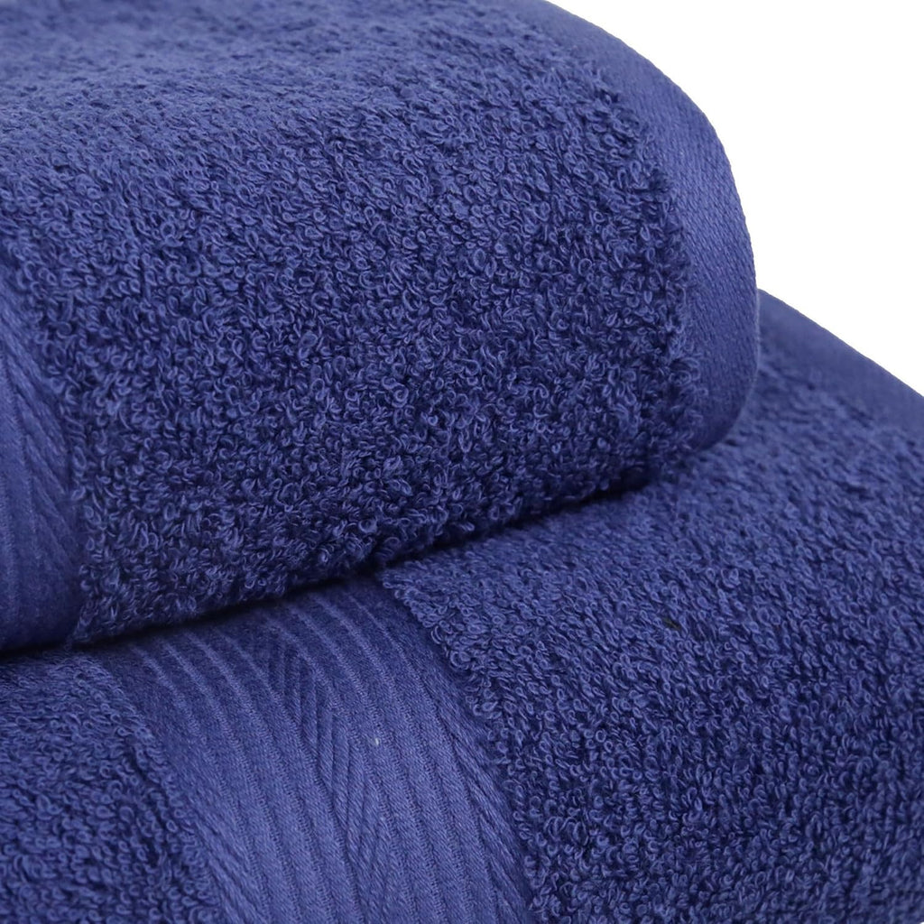 6-Piece Fade-Resistant 100% Cotton Towel Set, Soft and Absorbent, 2 Bath Towels, 2 Hand Towels, 2 Washcloths, Navy Blue