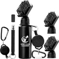Golf Club Brush Cleaner with Golf Groove Sharpener Tool, 3 Replacement Brush Heads, 2 Retractable Clip，Golf Bag Golf