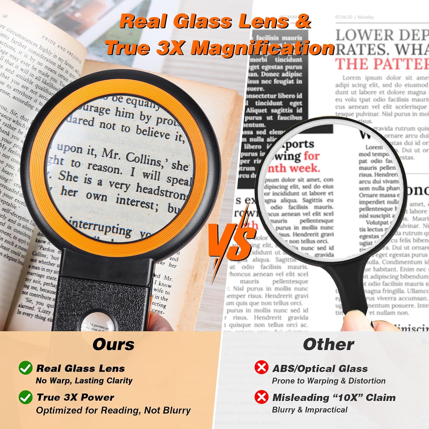 Magnifying Glass with Light and Stand, Foldable Handheld Magnifying Lenses 18 LED Illuminated Lighted Magnifier for