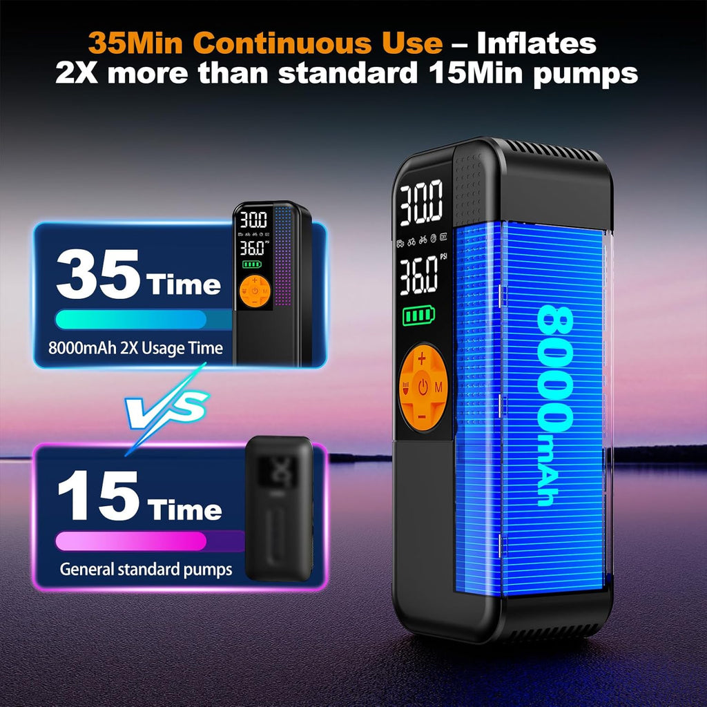 Jump Starter with Air Compressor,5500A Portable Car Battery Booster(All Gas & 10L Diesel) with 150PSI Cordless Auto