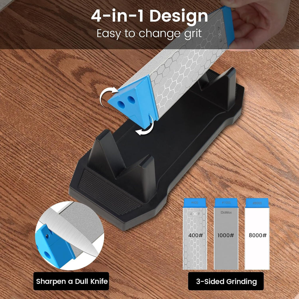 Diamond Sharpening Stone,3 Side 400/1000/8000 Grit Whetstone Kit | Knife Sharpener for Kitchen/Hunting/Outdoor