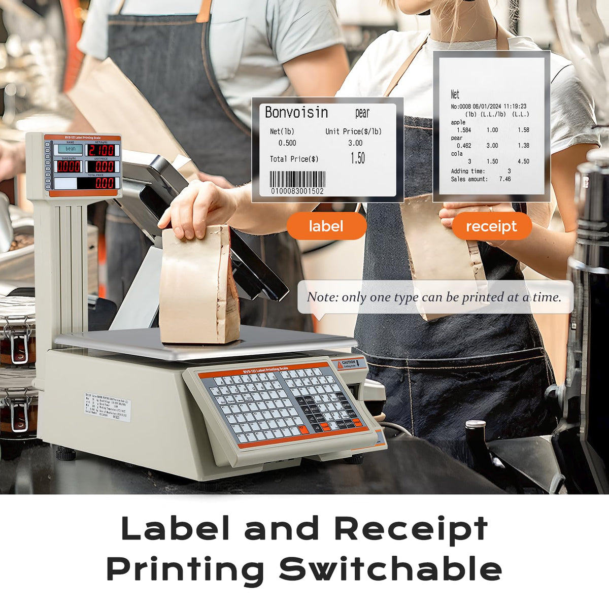 Label Printing Scale 66lb with Label & Receipt Printer