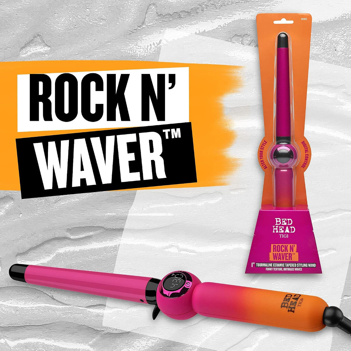 Rock N' Waver Digital Tapered Curling Wand | Natural-Looking, Textured Waves, (3/4-1 in)