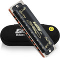 Harmonica Key of C 10 Holes 20 Tones 008K Mouth Organ with Black Cover, Top Grade Harmonica for Adults, Professionals