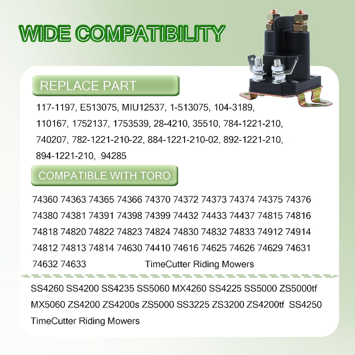 MAQIMA 117-1197 Starter Solenoid Compatible with Toro Timecutter Exmark