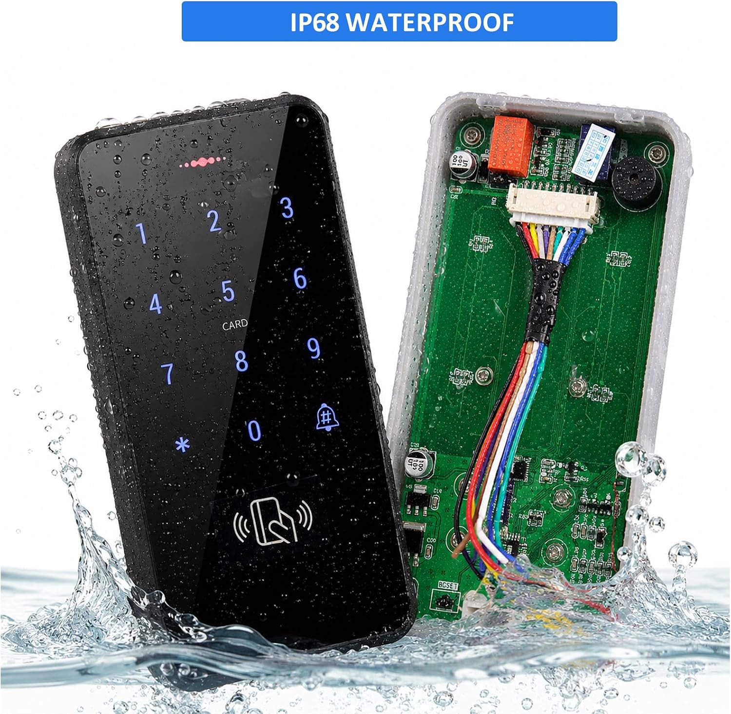 IP68 Waterproof Access Control System Kit, RFID Access Control Keypad with NC Fail-Safe Electric Door Strike, 12V