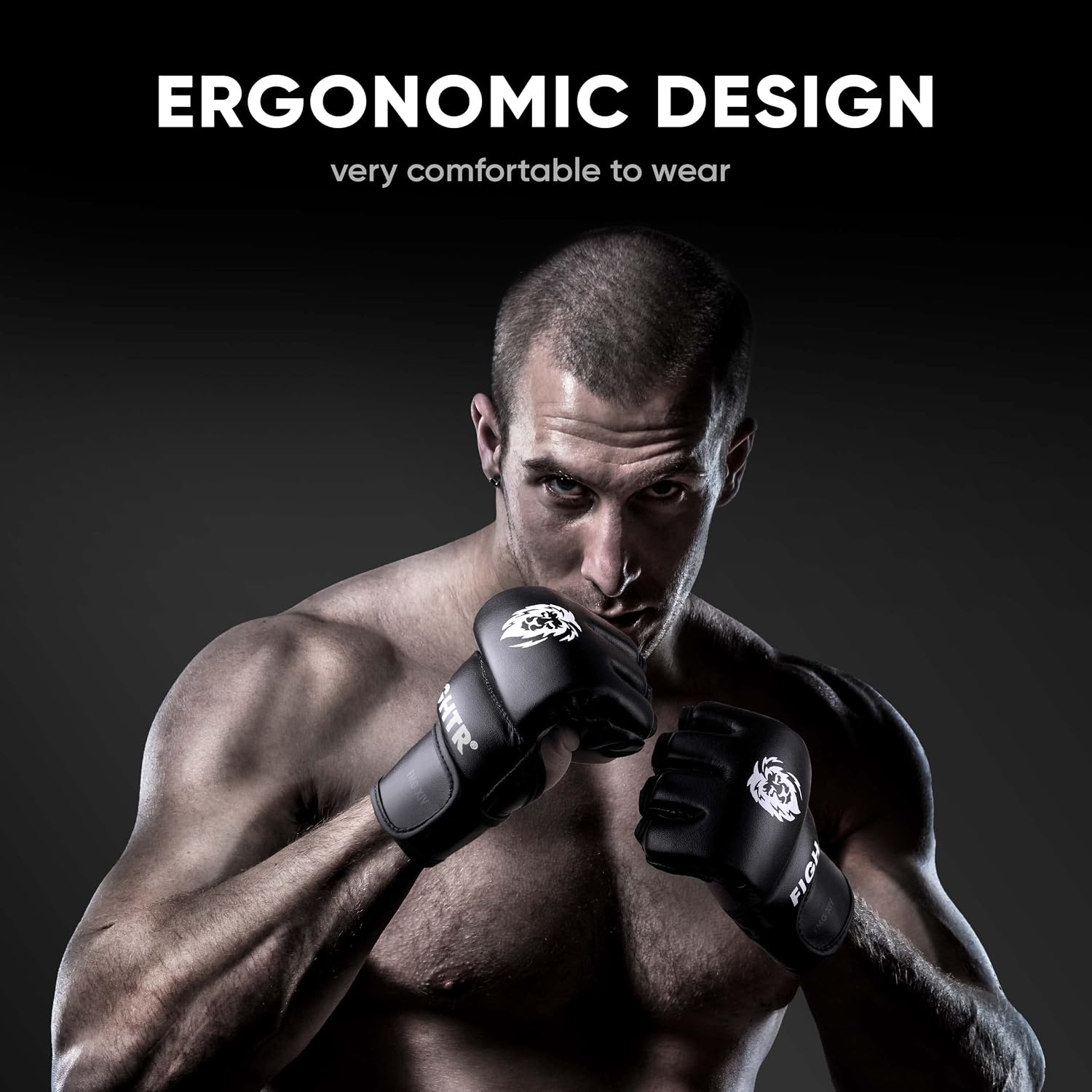 Pro MMA Gloves for Grappling Sparring Training, Kickboxing Martial Arts Muay Thai Punching Bag Mitt Training Boxing