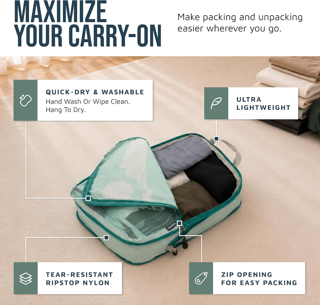 Compression Packing Cubes for Travel, 6-Piece Lightweight Packing Cubes Set for Carry-On Luggage & Backpacks –