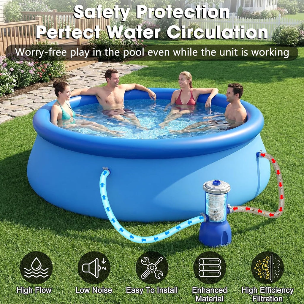 Pool Pump and Filter Above Ground, 1000 Gallon Swimming Filter Cartridge Pumps, Electric Filters Pump for Pools Sand