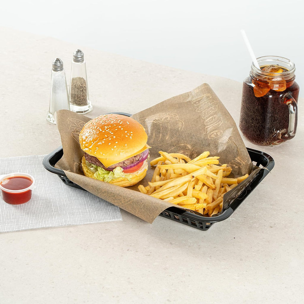 11.75 In Black Plastic Fast Food Serving Baskets, 10 Ct