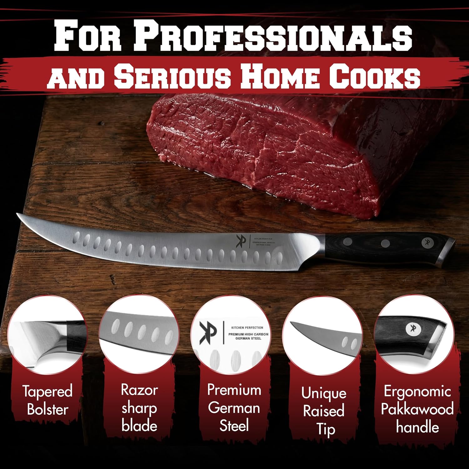 10” Butcher Breaking Knife for Meat Cutting, BBQ Brisket