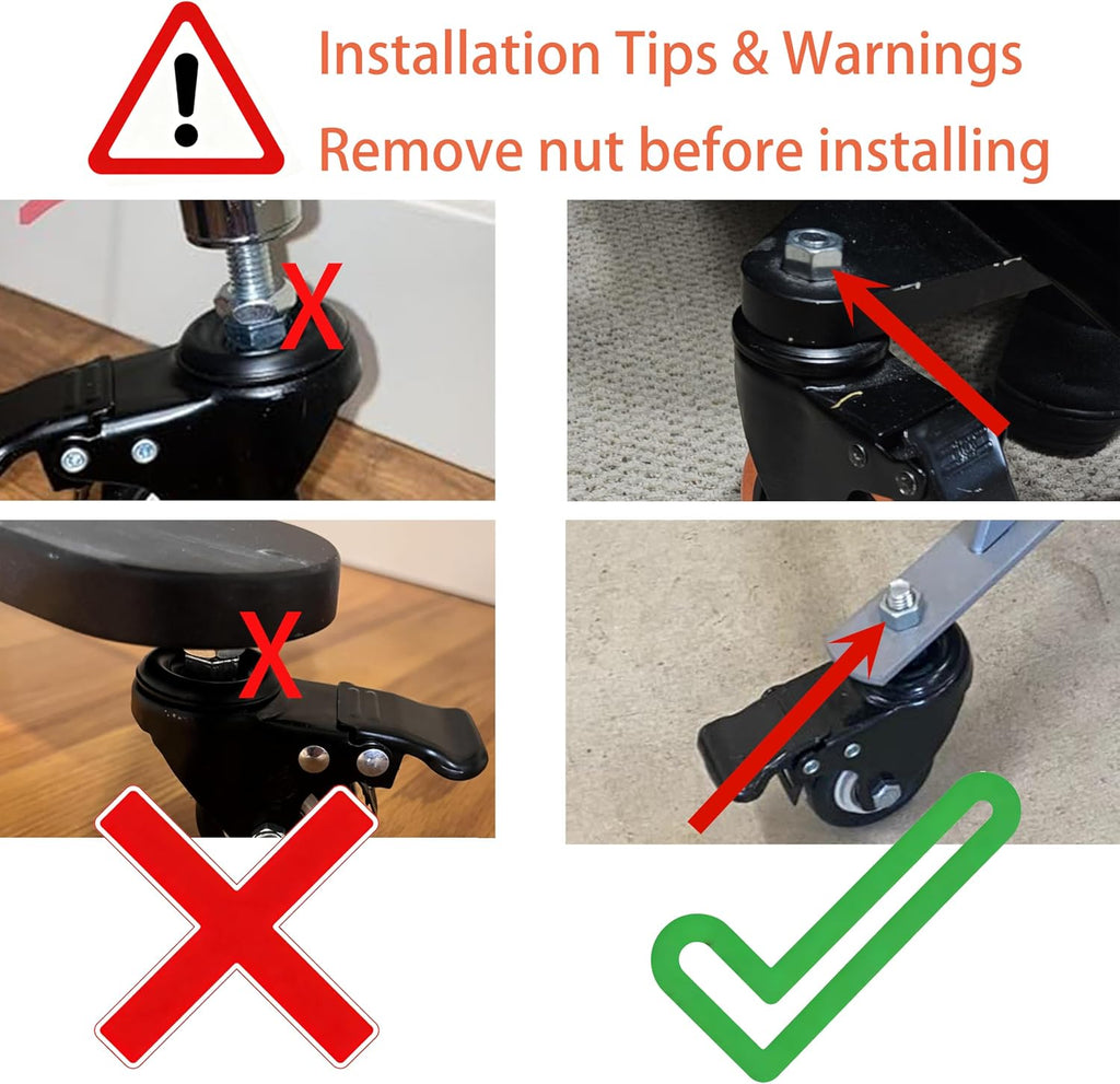 2" Stem Caster Wheels with Safety Dual Locking 600Lbs Heavy Duty Threaded Stem Casters No Noise Swivel Castors with