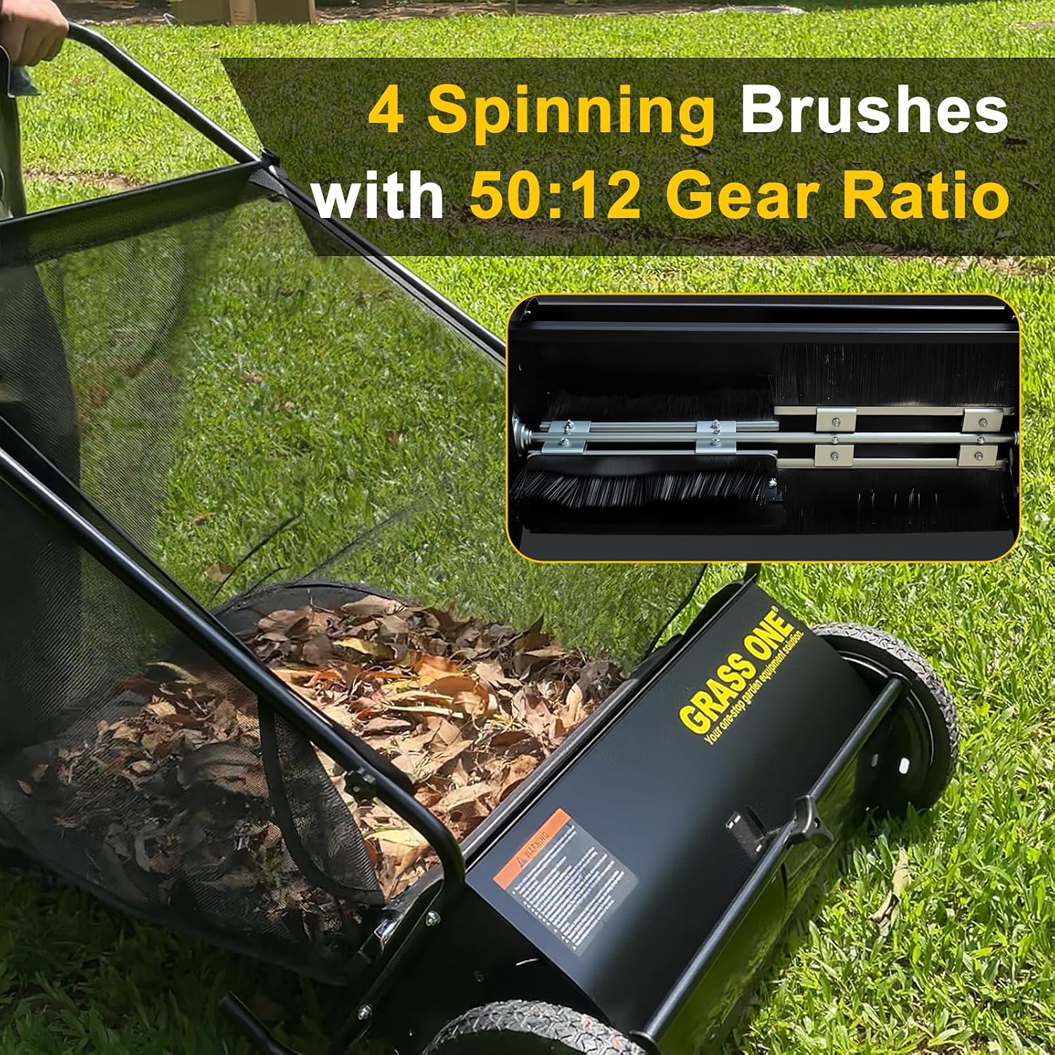 26 Inch Push Lawn Sweeper with 7 Cu.Ft Collection Bag