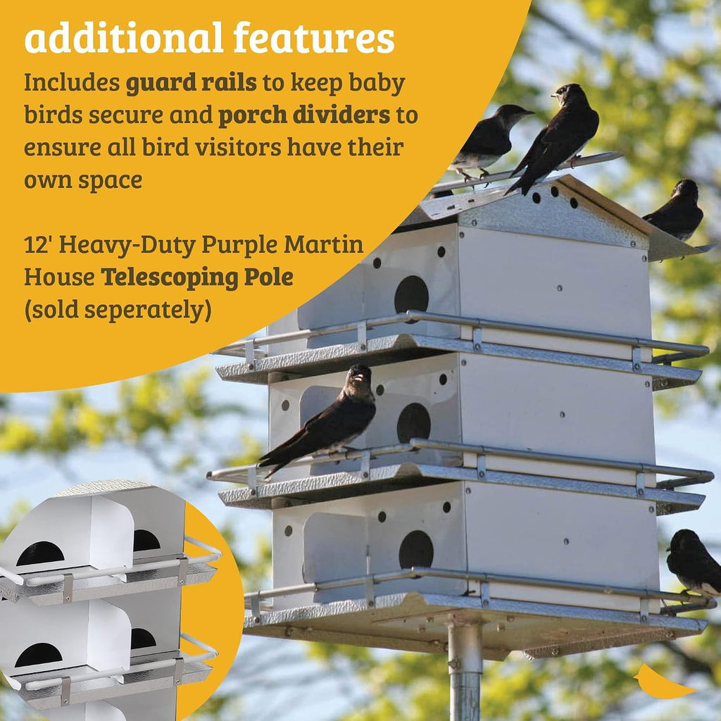 Premium Aluminum Purple Martin House | 2 Floors, 8 Rooms