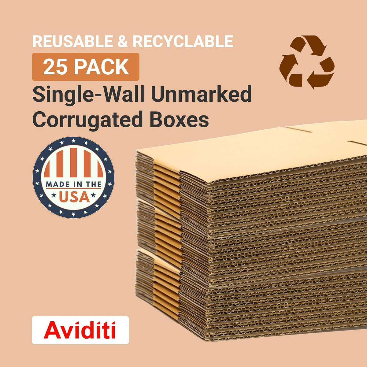 Shipping Boxes Small 12"L x 9"W x 9"H 25-Pack - Corrugated Cardboard Box for Moving, Mailing, Packing, Packaging and
