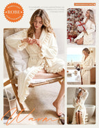 Womens Fluffy Robe Ruffle Fuzzy Warm Long Bathrobes