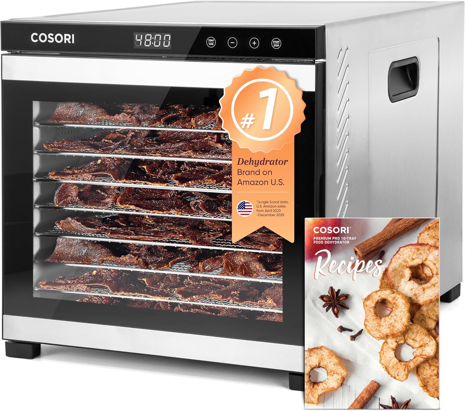 Food Dehydrator, 10 Stainless Steel Trays with 16.2 ft² Drying Space