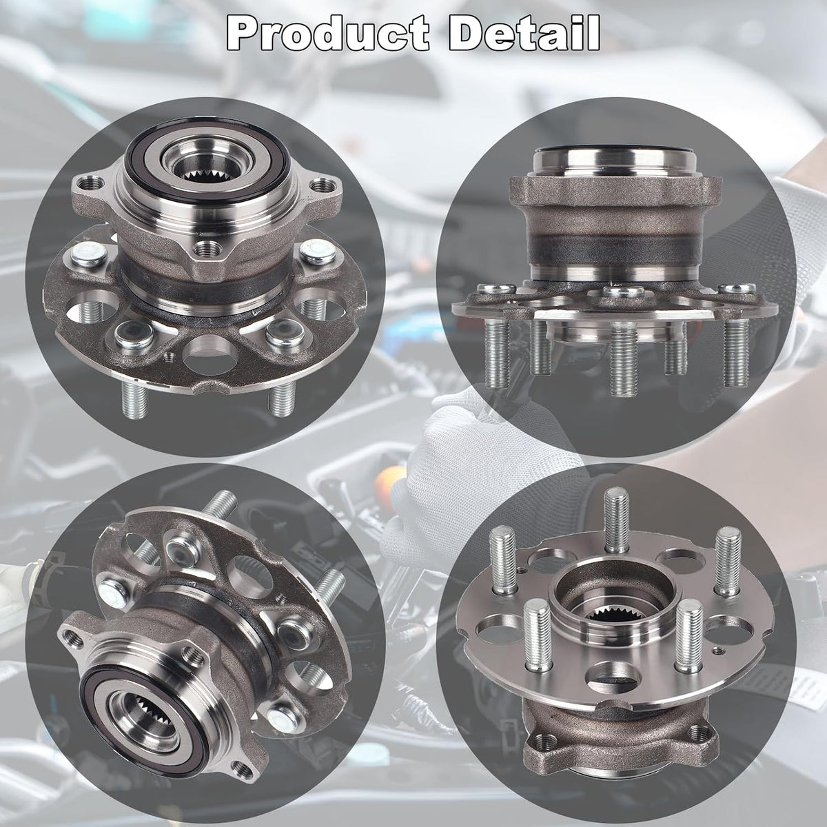 512345 Pair 2 Rear Wheel Hub & Bearing Assembly for 2007-2011 Honda CR-V 4WD, 2007-2018 Acura RDX