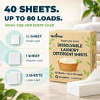 Laundry Detergent Sheets, 40 Sheets, 80 Loads, Plant Based, Fresh Linen