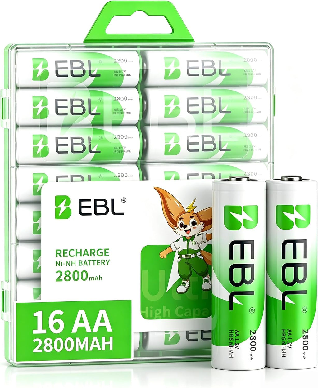 AA Rechargeable Batteries 2800mAh Ready2Charge Quality AA Batteries - 16 Counts