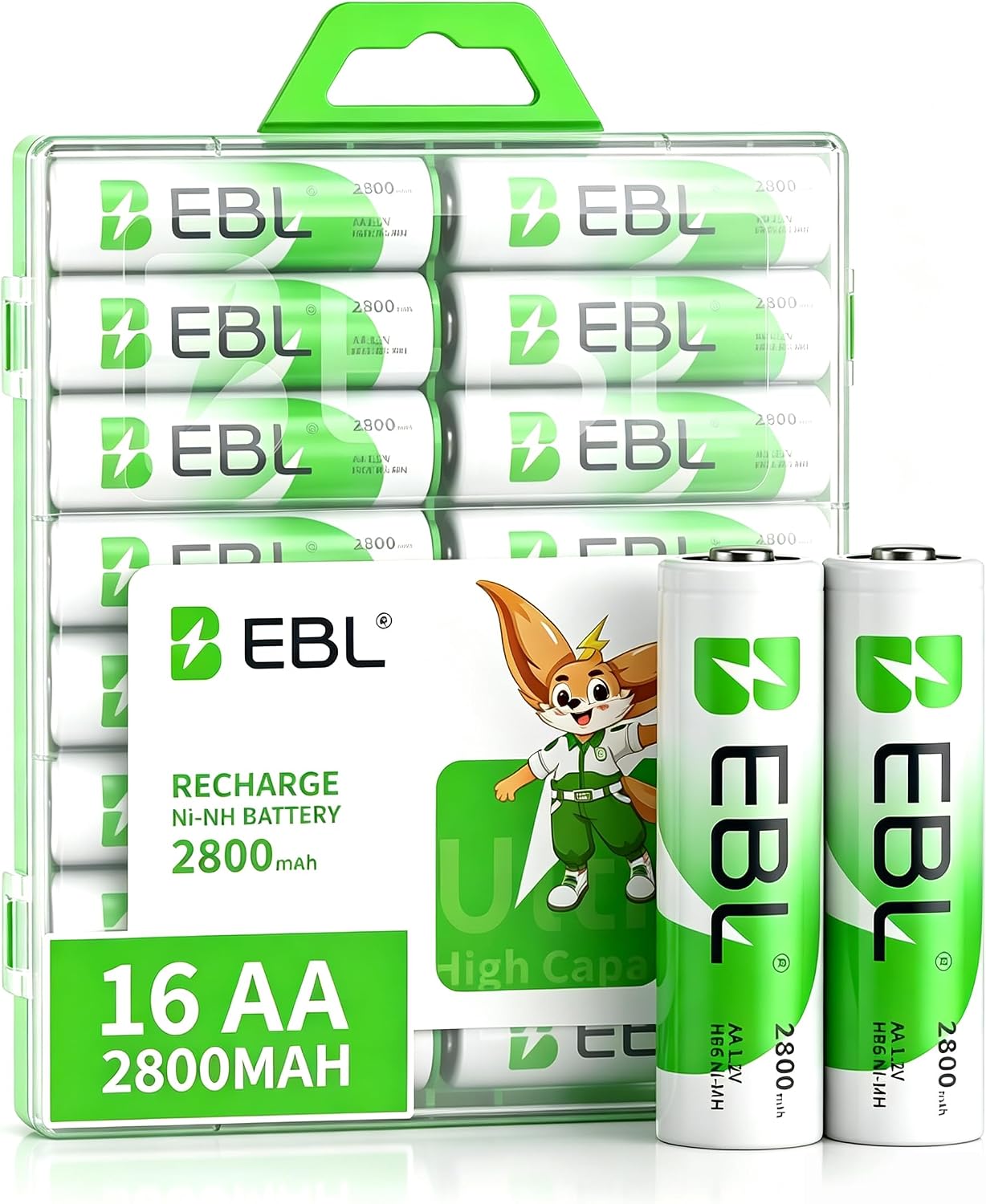 AA Rechargeable Batteries 2800mAh Ready2Charge Quality AA Batteries - 16 Counts