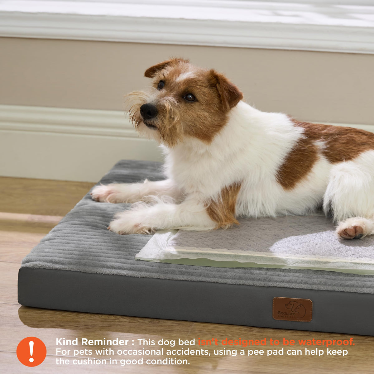 ComfyFleece Large Dog Bed for Crate with Washable Cover, 35x22