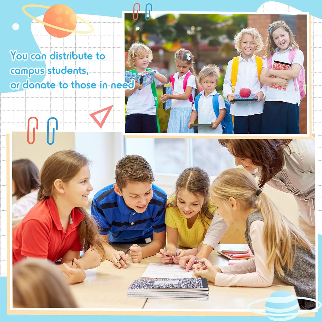 20 Pieces Composition Notebooks 80 Pages Half Size Wide Ruled 4-7/8 x 7-1/2" Composition Books 11/32" Spacing