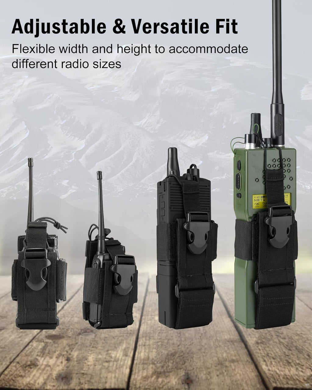 Radio Holster MOLLE Radio Pouch Universal Walkie Talkie Pouch | Horizontal & vertical carry for belt vest backpack