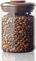 Glass Coffee Bean Jar – Pop Top Air Tight Coffee Bean Container with CO2 Valve, 10 oz Coffee Storage Airtight