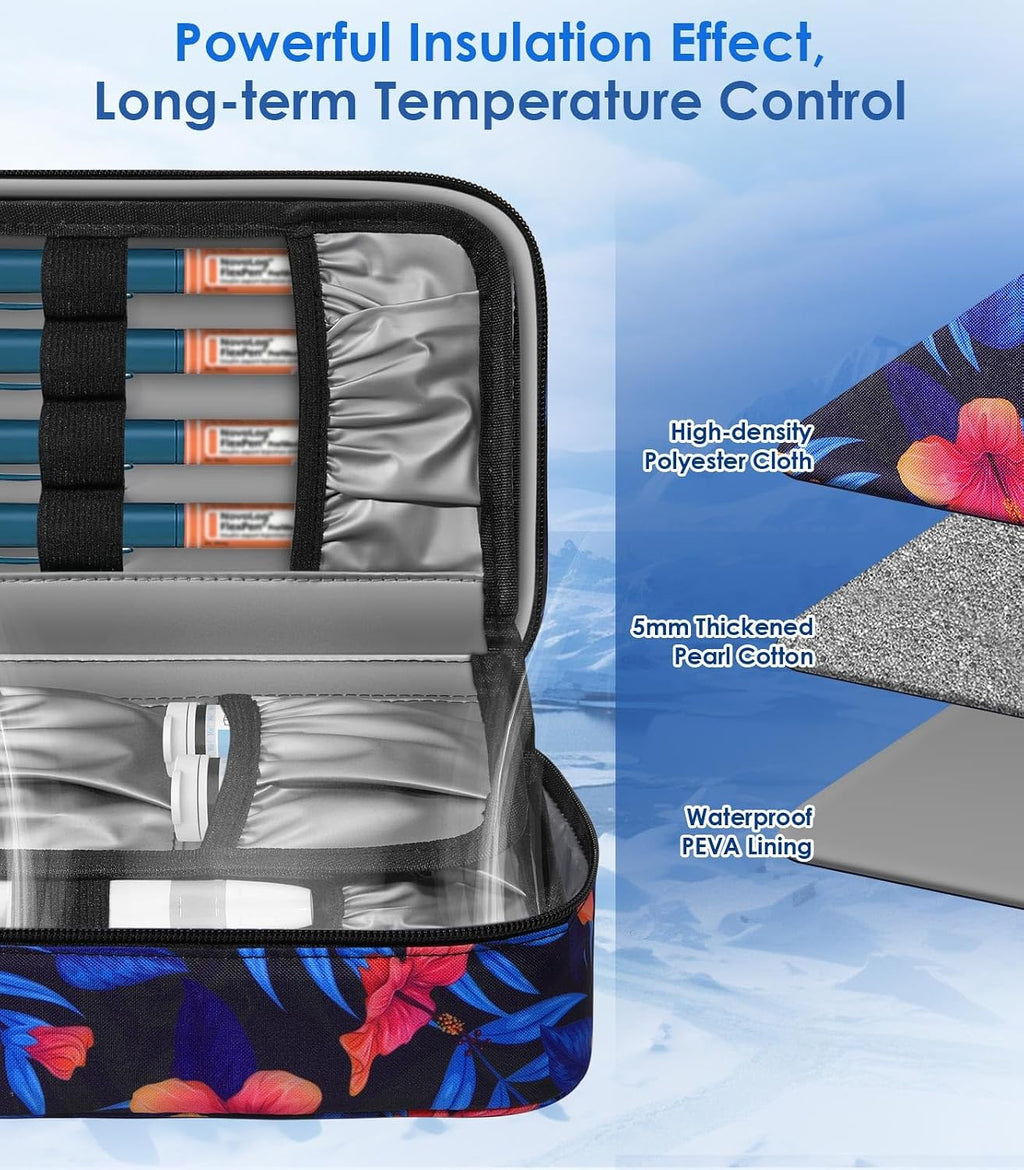 Large Insulin Cooler Travel Case,4 * 160g Ice Pack TSA Approved