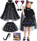 Black Cat Costume & Cape for Girls, Light Up Kid Halloween Costume for Girl