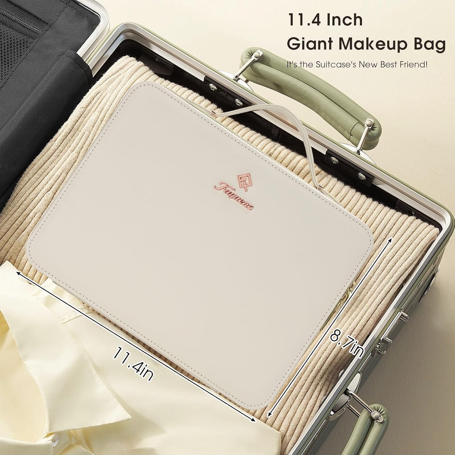 Leather Makeup Case with LED Lighted Mirror 11.4 Inch Travel Makeup Bag Adjustable Brightness in 3 Colors Cosmetic