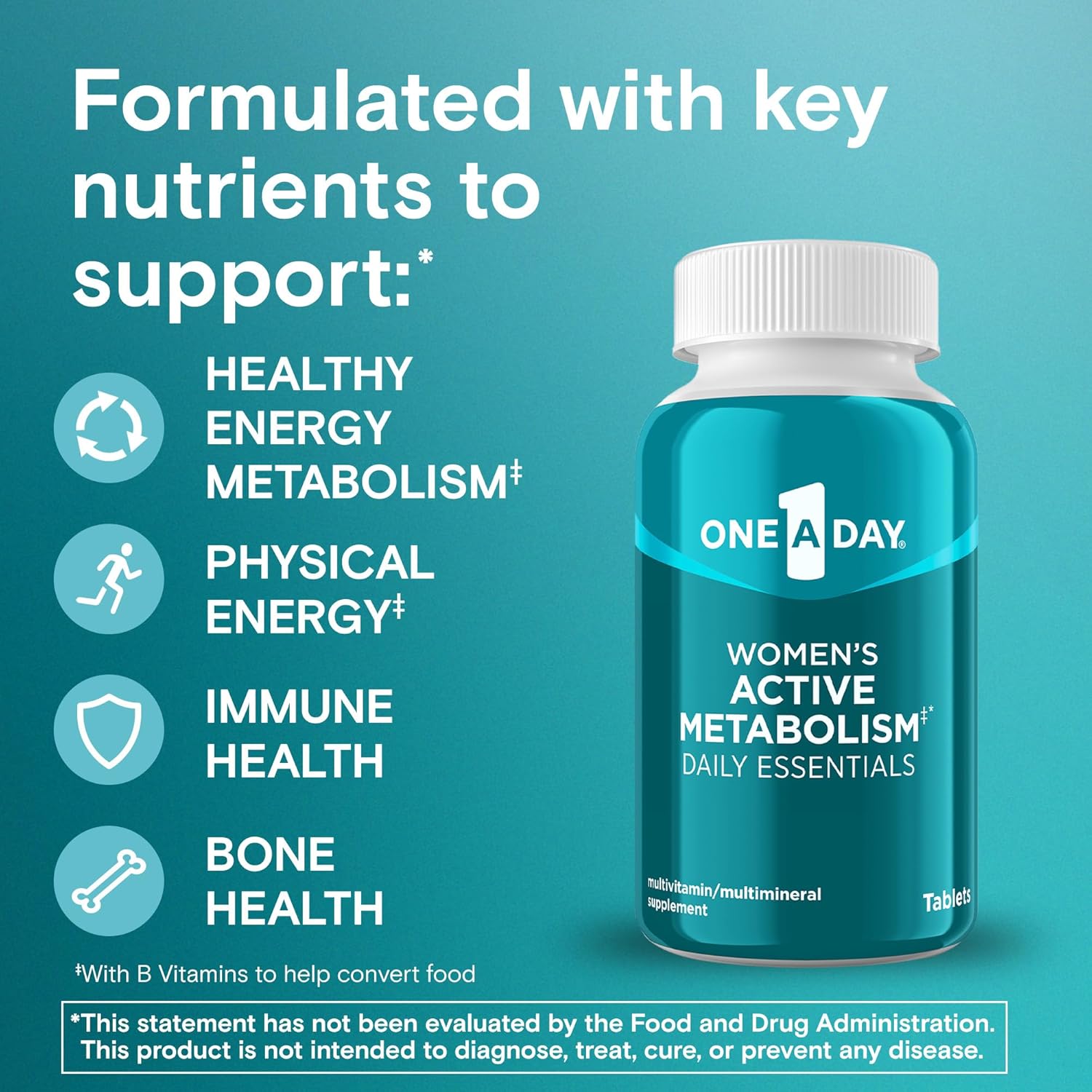 Women's Active Metabolism Daily Essential, Multivitamin for Women, Metabolism Support, Vitamins for Women with All 8